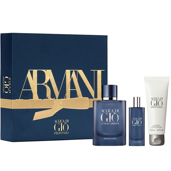  Gift Set Giorgio Armani Acqua di Gio Profondo 3pcs ( EDP 75ml & Gel Douche 75ml & EDP 15ml ) 