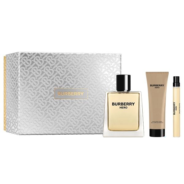 Gift Set Burberry Hero 3pcs ( EDT 100ml + Hair & Body Wash 75ml + EDT 10ml )