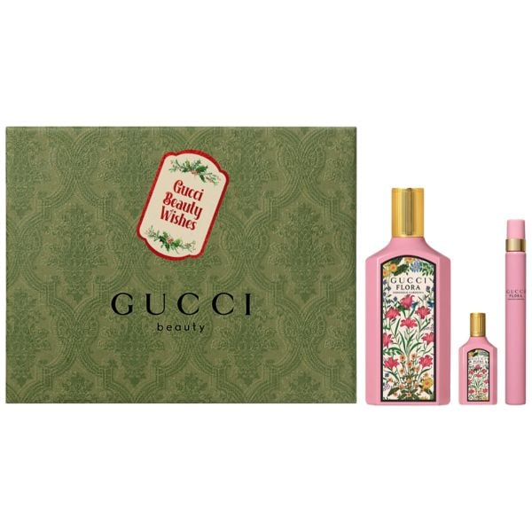 Gift Set Gucci Flora Gorgeous Gardenia Eau de Parfum 3pcs ( EDP 100ml & EDP 5ml & EDP 10ml )