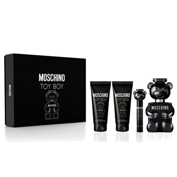 Gift Set Moschino Toy Boy 4pcs ( EDP 100ml & EDP 10ml & After Shave Balm 100ml & Bath & Shower gel 100ml )