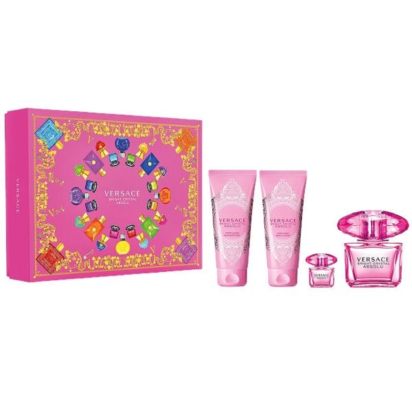  Gift Set Versace Bright Crystal Absolu 4pcs ( EDP 100ml & EDP 5ml & Shower Gel 100ml & Body Lotion 100ml ) 