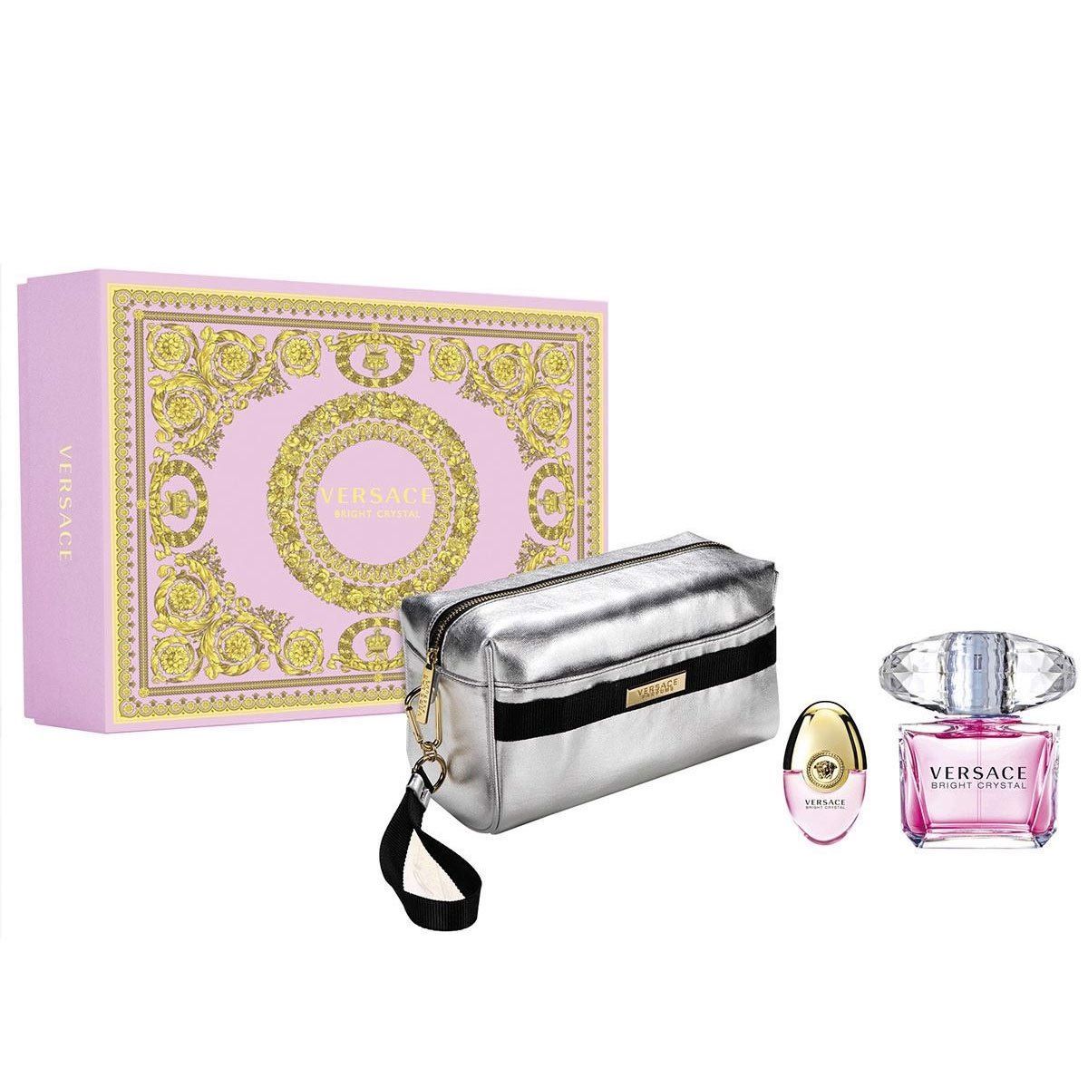  Gift Set Versace Bright Crystal 3pcs ( EDT 90ml & EDT 10ml & Travel Bag ) 