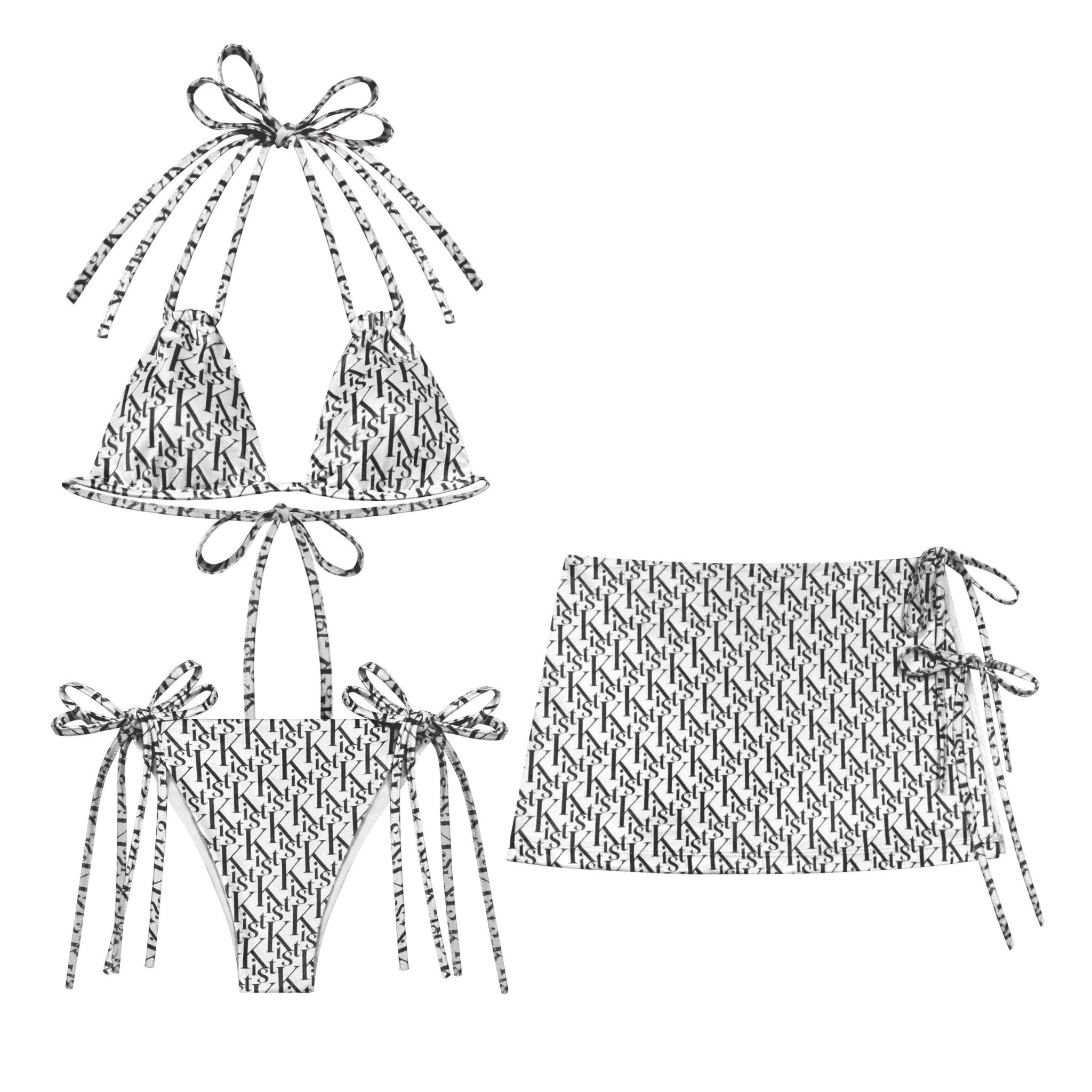  Set bikini Beach 3 món Killystem bộ 2 mảnh dây thắt nơ kèm váy 