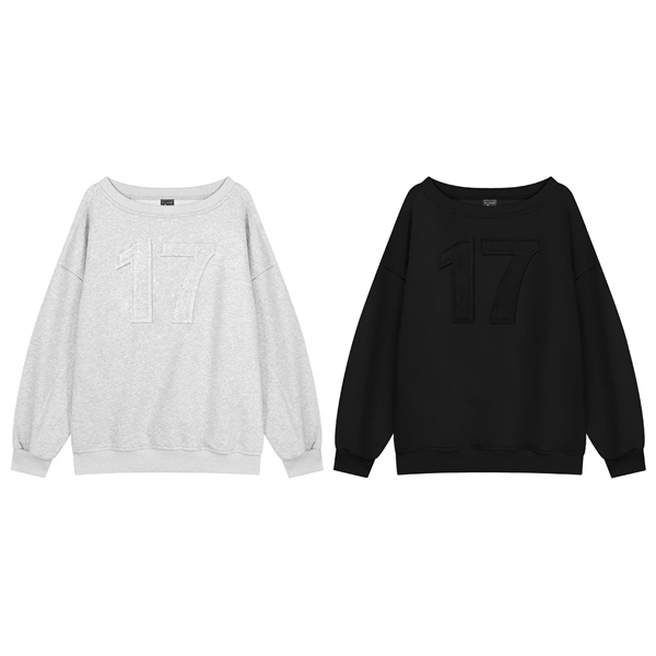  Áo sweater nỉ bông lệch vai 17 Seventeen hình may nổi killsystem 