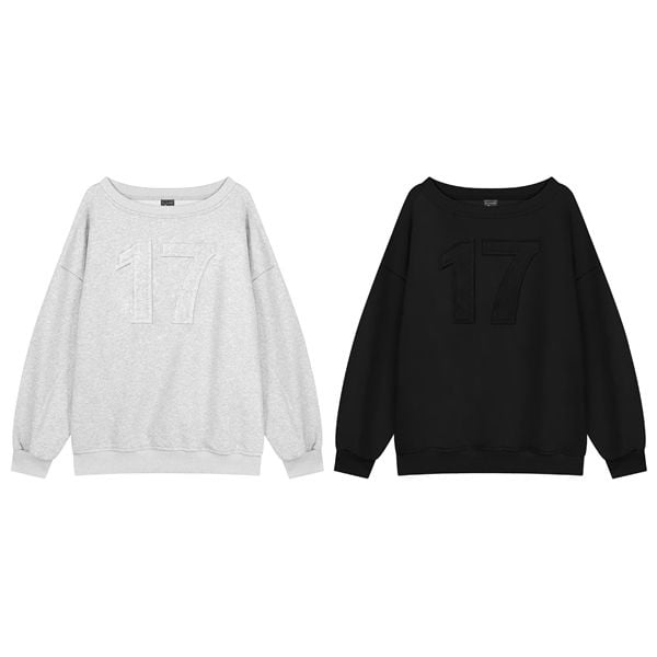  Áo sweater nỉ bông lệch vai 17 Seventeen hình may nổi killsystem 