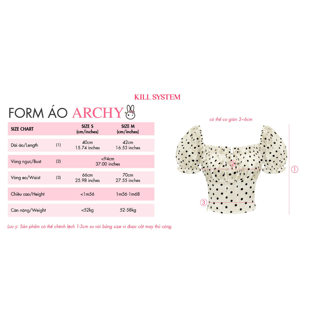  Áo chấm bi cổ vuông tay phồng ARCHY - KILLSYSTEM 