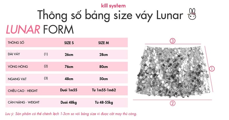  Chân váy kim sa bản lớn cạp thấp tôn dáng Lunar - Killsystem 