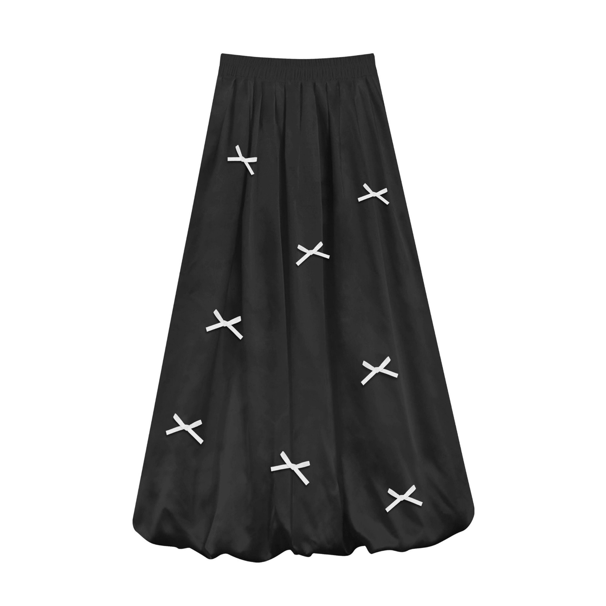  Váy bí dáng dài Kill System màu trắng, đen đính nơ Asa chất lụa tằm 