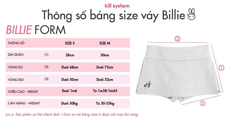  Chân váy Billie nỉ bông có quần bảo hộ thêu logo Kill System 