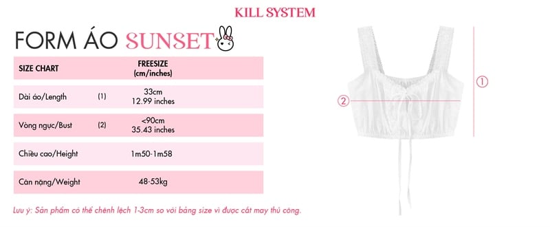 Áo croptop hai dây nữ mùa hè SUNSET - KILL SYSTEM 