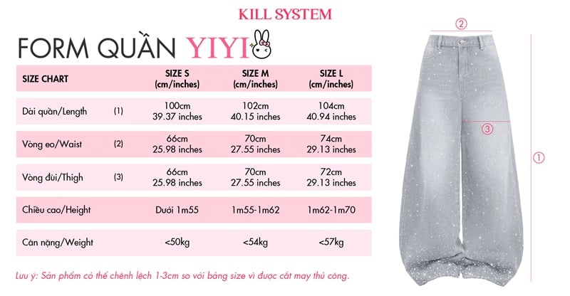  Quần jean đính đá lấp lánh 2 mặt YIYI - KILL SYSTEM 