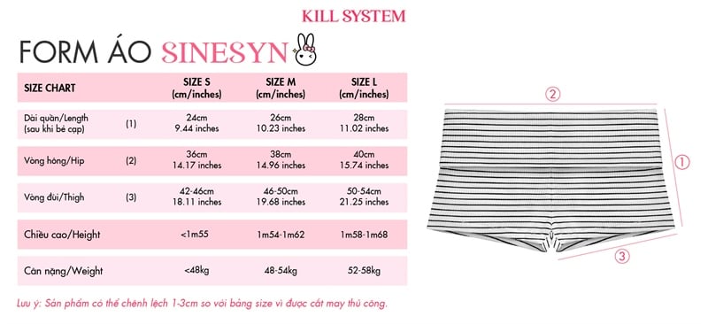  Quần short cạp thấp kẻ sọc ôm tôn dáng SINESYN KILL SYSTEM 