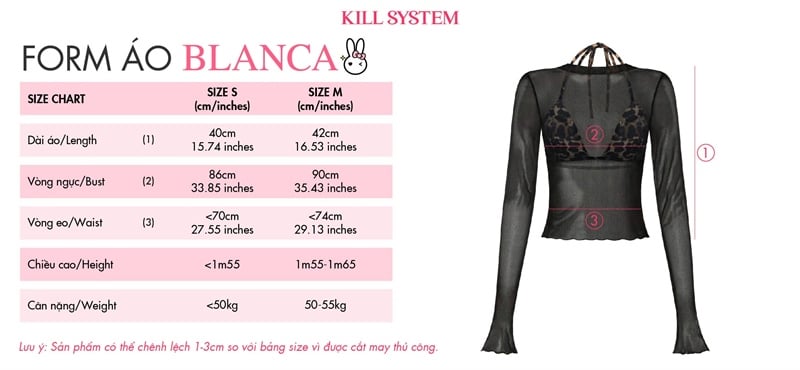  Áo tay dài xuyên thấu kèm bra da beo gợi cảm BLANCA - KILLSYSTEM 