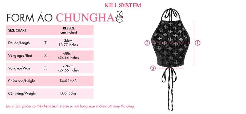  Áo yếm hở lưng CHUNGHA họa tiết xuyên thấu KILLSYSTEM 