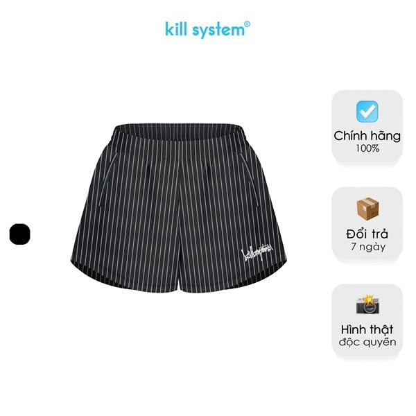  Quần dù ngắn sọc thêu Kill System 