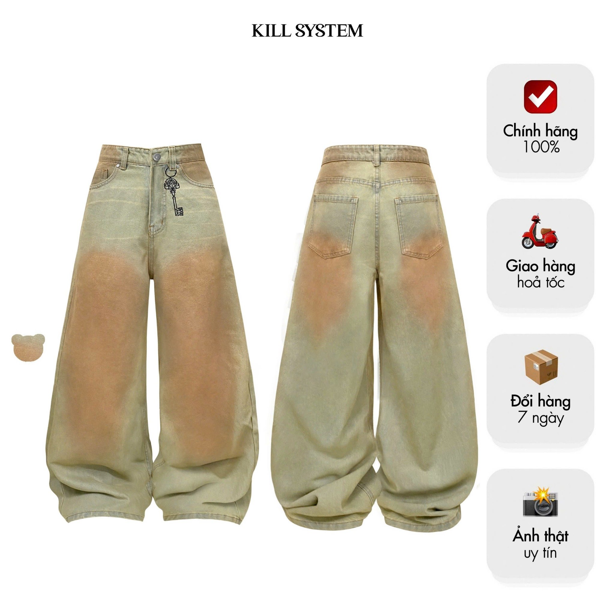  Quần Jeans wash ống rộng KEY CHANGER - KILLSYSTEM 