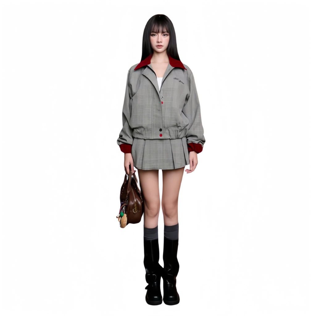  Áo khoác bomber kẻ sọc Charlotte PREMIUM 