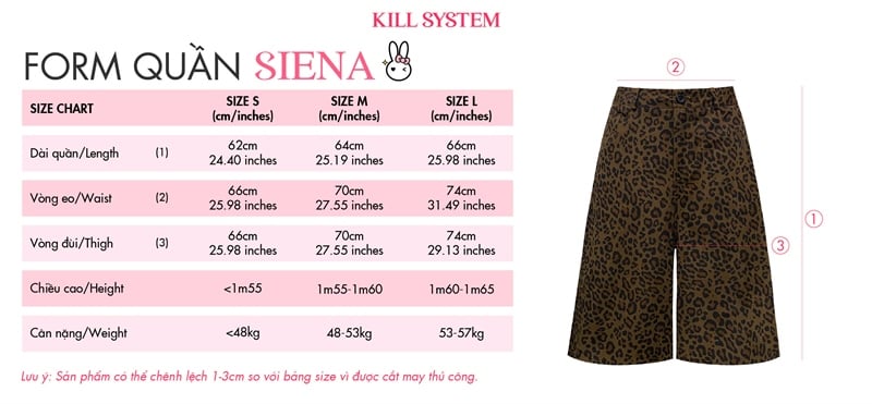  Quần ngố kaki ống rộng da beo SIENA - KILL SYSTEM 
