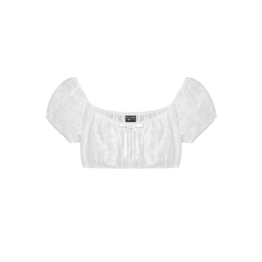  Áo crotop cổ tròn tay phồng TINI 
