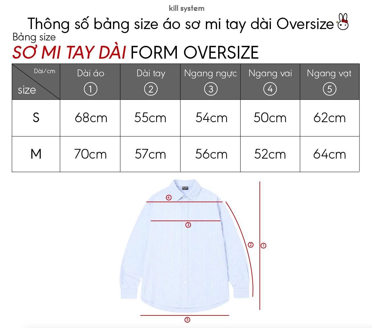  Áo sơ mi tay dài Kill System thêu logo KIST màu trắng 