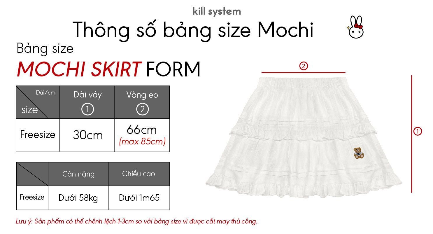  Chân váy ngắn Kill System Mochi dáng xoè thêu hình gấu Kill System 