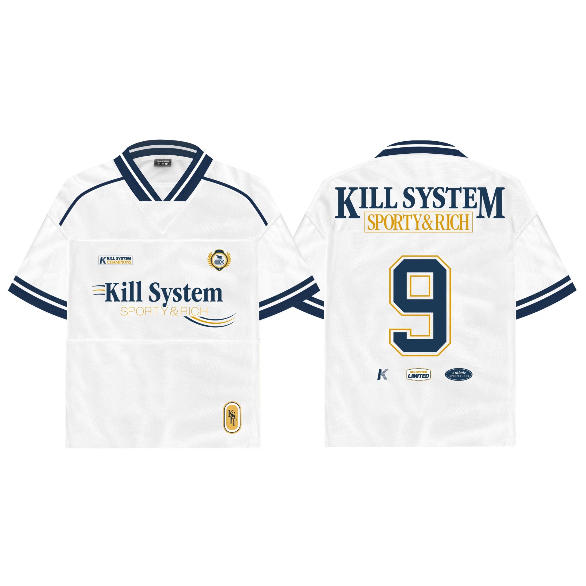  Áo jersey oversize Kill System Trắng xanh 9 cho nam và nữ 