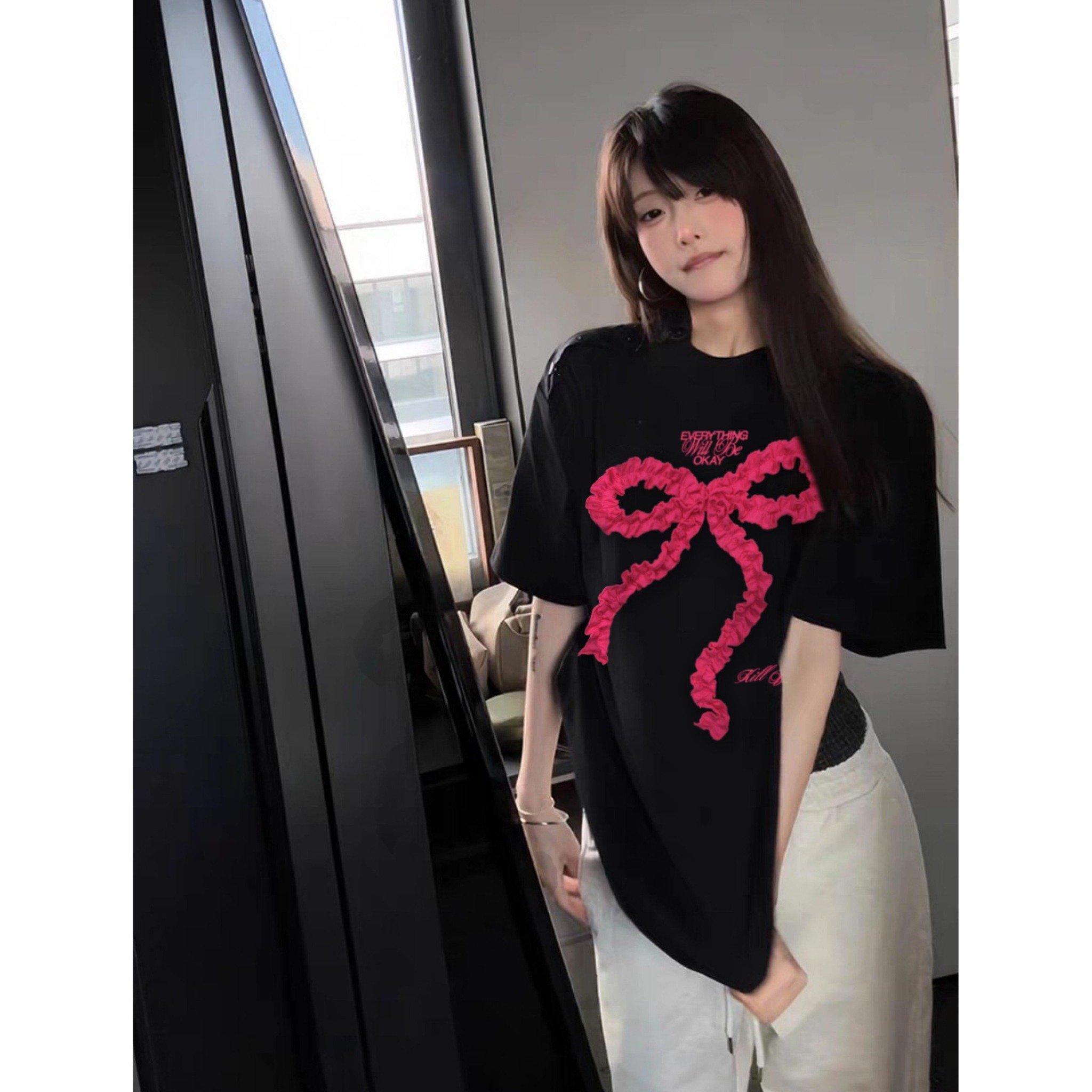  Áo thun oversize nơ OKAY Kill System 