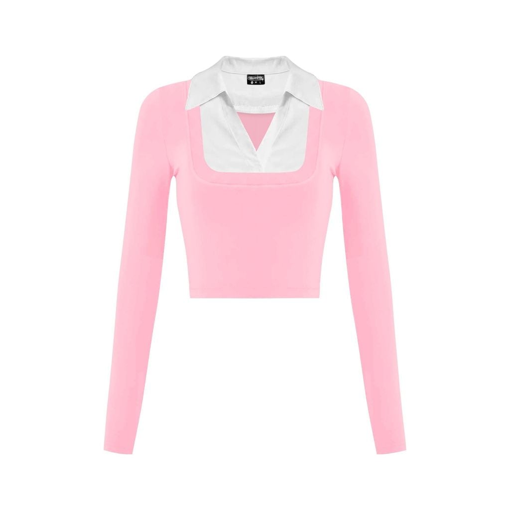  Áo thun croptop cổ sơ mi Ji Won Kill System 