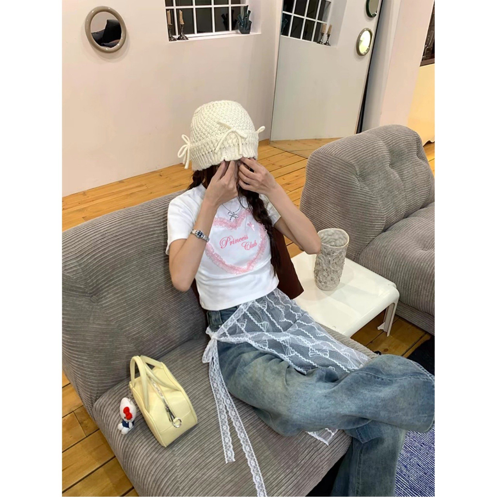  Áo thun baby tee trái tim phối ren Killsystem chất thun co giãn l Princess club 