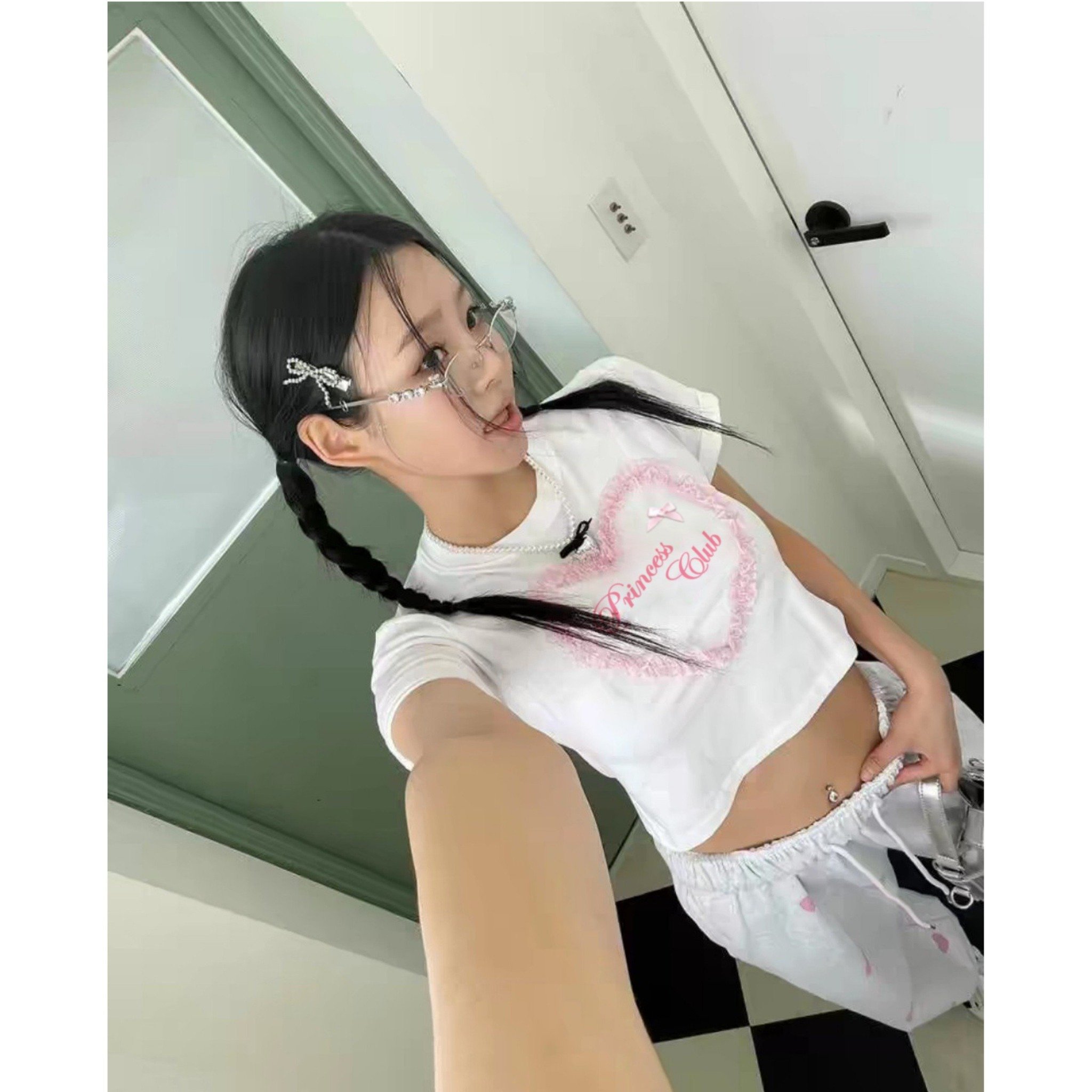  Áo thun baby tee trái tim phối ren Killsystem chất thun co giãn l Princess club 