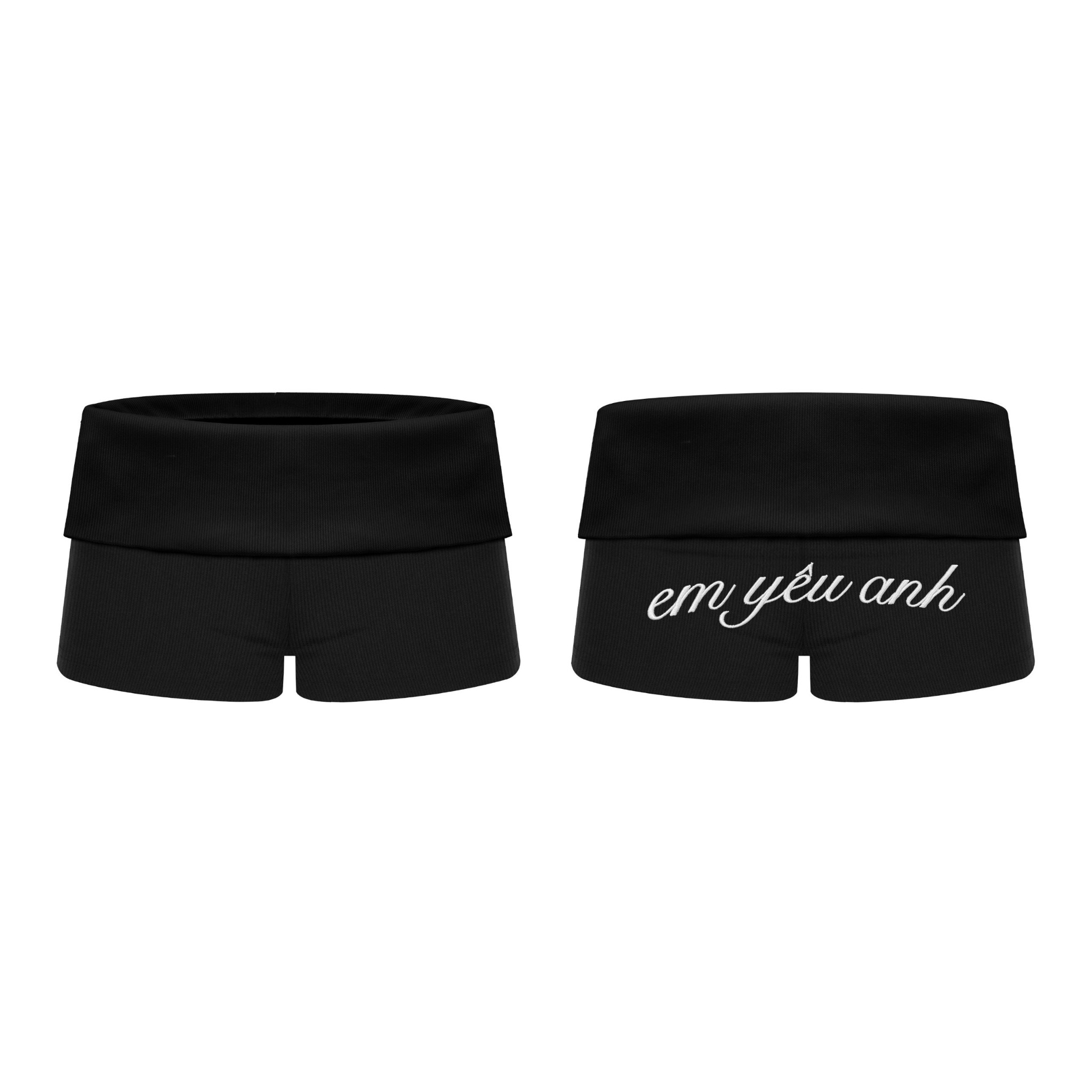  Quần short cạp trễ gập eo tôn dáng thêu chữ sắc nét Em Yêu Anh - Kill System 