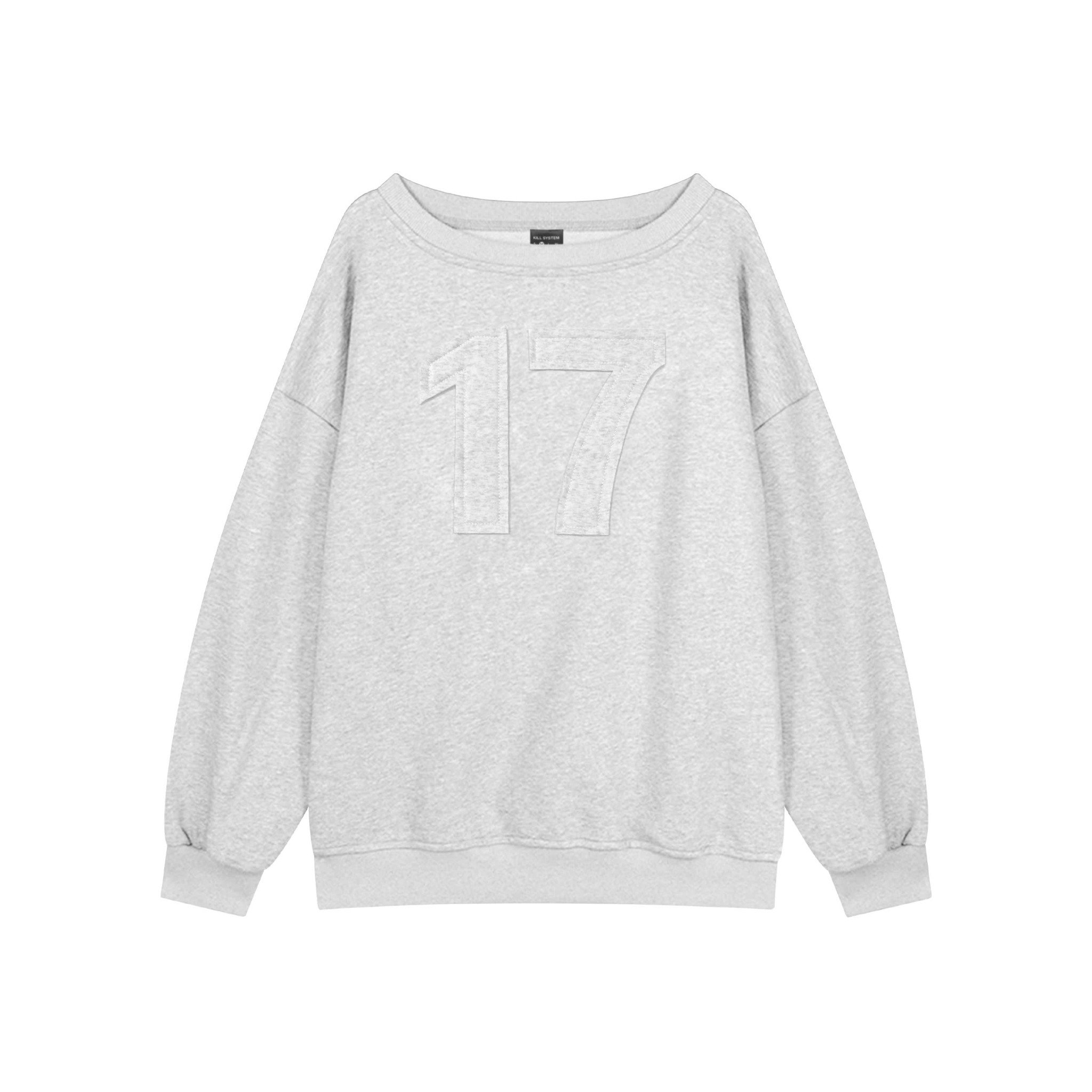  Áo sweater nỉ bông lệch vai 17 Seventeen hình may nổi killsystem 