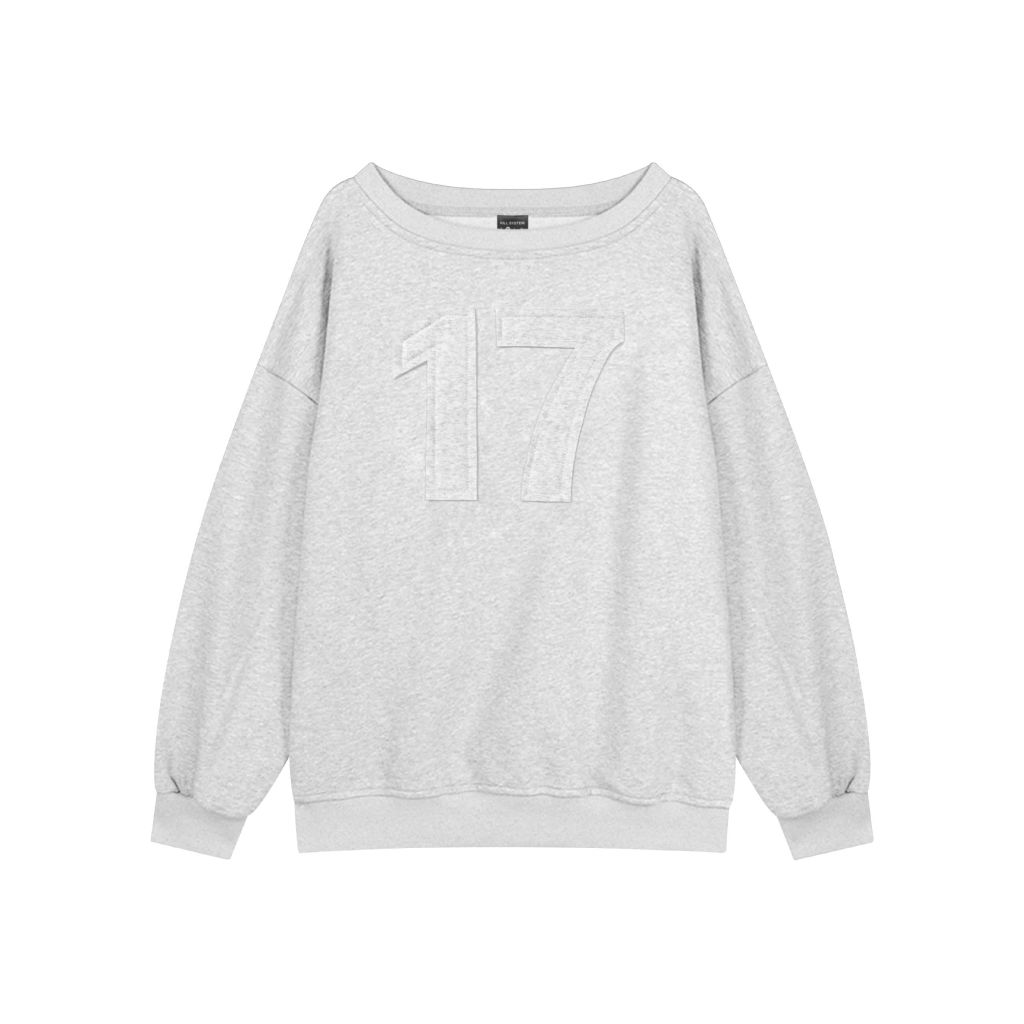  Áo sweater nỉ bông lệch vai 17 Seventeen hình may nổi killsystem 