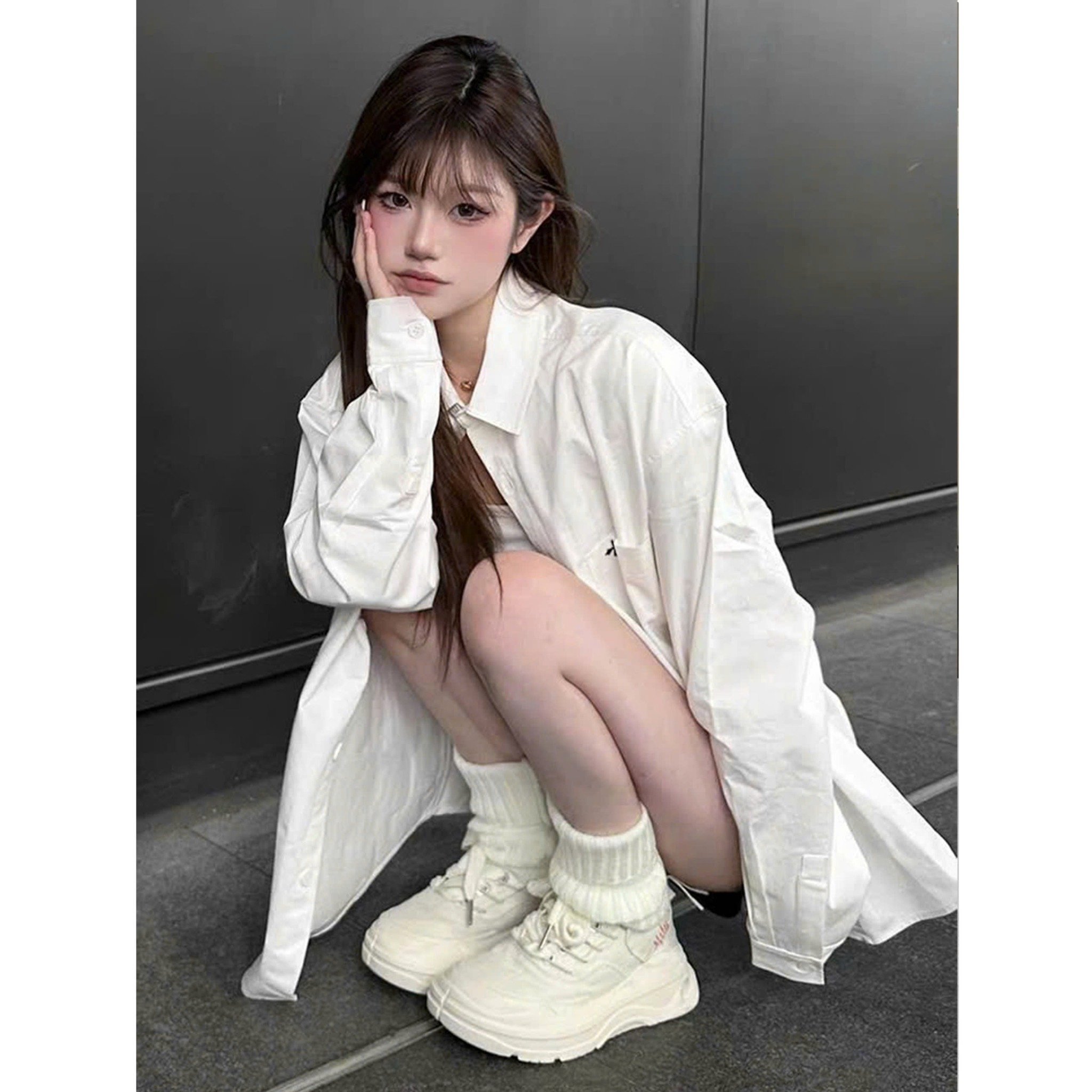  Áo sơ mi tay dài Snowy thêu logo KILL SYSTEM 