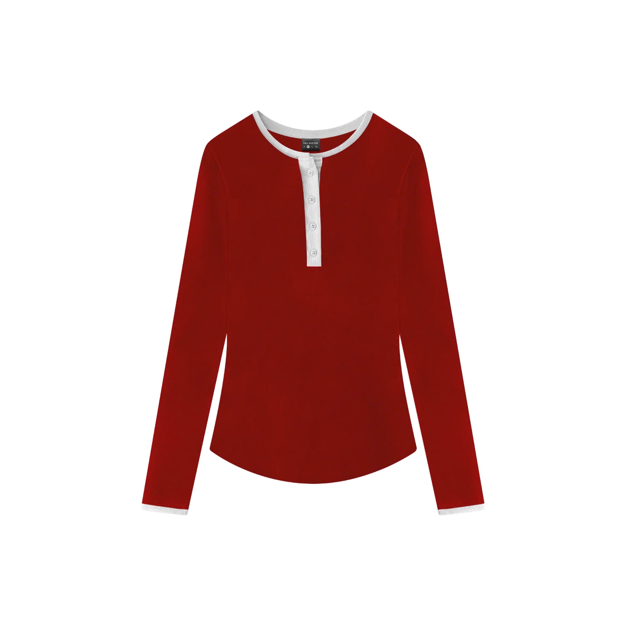  Áo thun tay dài nữ cúc xẻ phối cổ Xia 