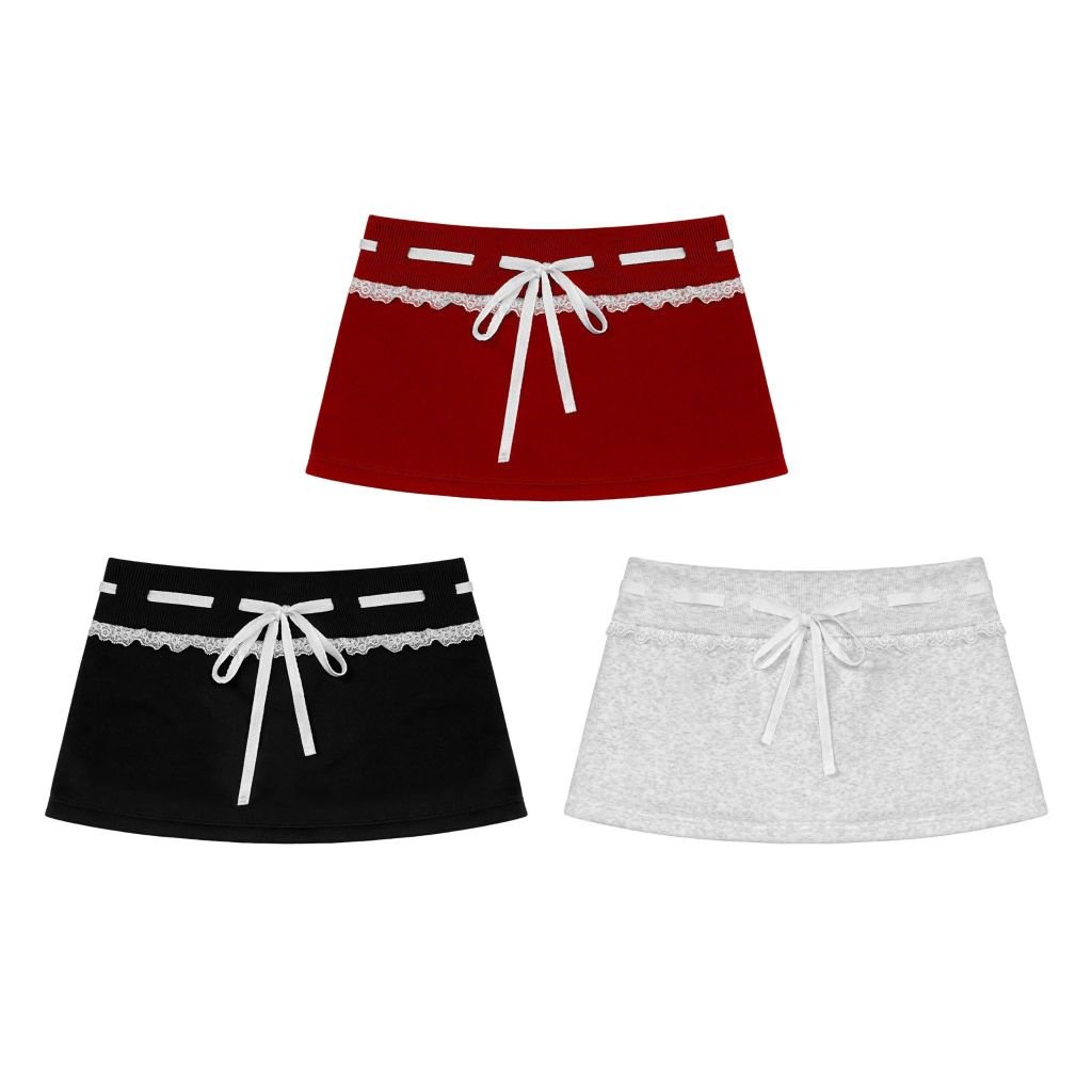  Chân váy nỉ bông JINMY phối ren thắt nơ 