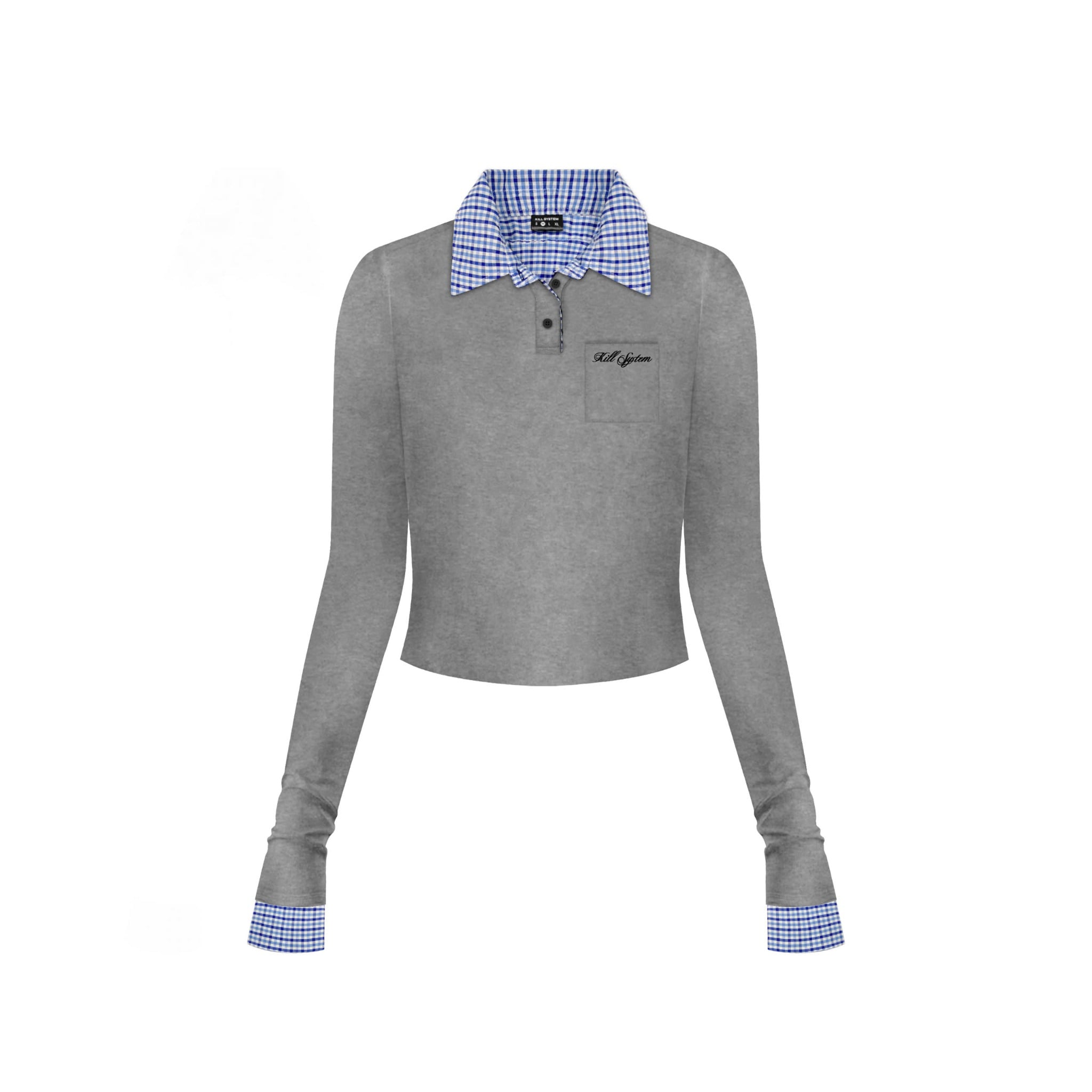  Áo thun polo phối sơ mi sọc caro tay dài thu đông WAVY 