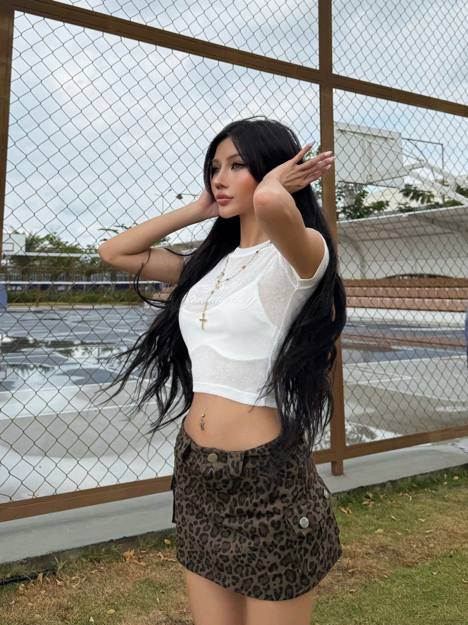  Chân váy beo vải kaki túi hộp QUINN có lót quần KILL SYSTEM 