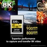  Thẻ Nhớ Lexar 320GB 900mb/s Professional CFexpress Type A Gold Series 