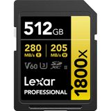  Thẻ nhớ Lexar 512GB Professional 1800x UHS-II SDXC (Dòng GOLD) 