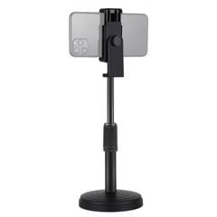 PULUZ Round Base Desktop Mount with Phone Clamp, Adjustable Height: 18cm-28cm