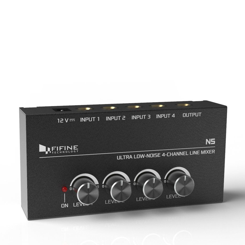  FIFINE N5 FOUR-CHANNEL LINE MIXER WITH INDIVIDUAL VOLUME CONTROLS 