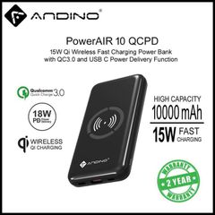 Sạc dự phòng PowerAir 10,000mAh QCPD Black Andino