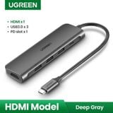  Ugreen 5in1 bộ chuyển USB type C ra 3*USB 3.1 - sạc 100w PD - 4K HDMI 70495 