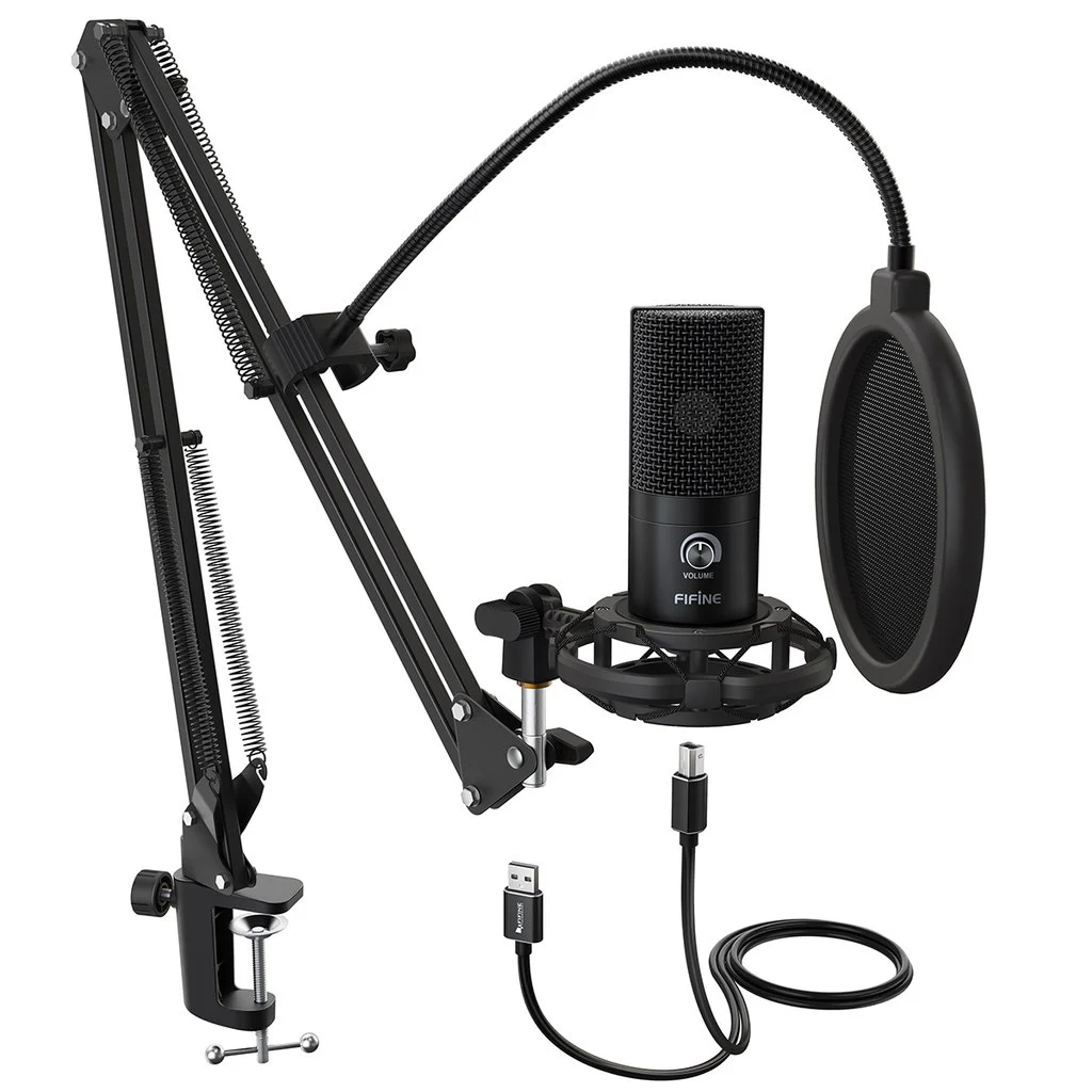  FIFINE T669 USB MICROPHONE BUNDLE WITH ARM STAND & SHOCK MOUNT FOR STREAMING, PODCASTING ON LAPTOP/PC 