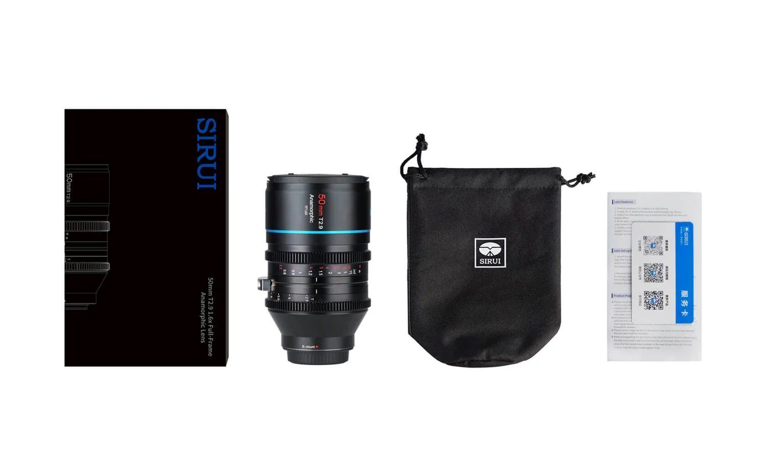  Ống kính SIRUI Venus Anamorphic 50mm T2.9 1.6X for Canon RF / Sony E / Nikon Z / L-mount 