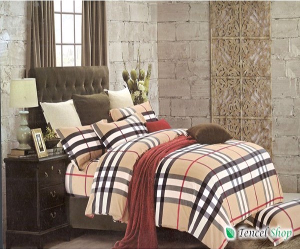 Bộ chăn ga gối cotton lụa Hàn Quốc burberry   - CTL 1188