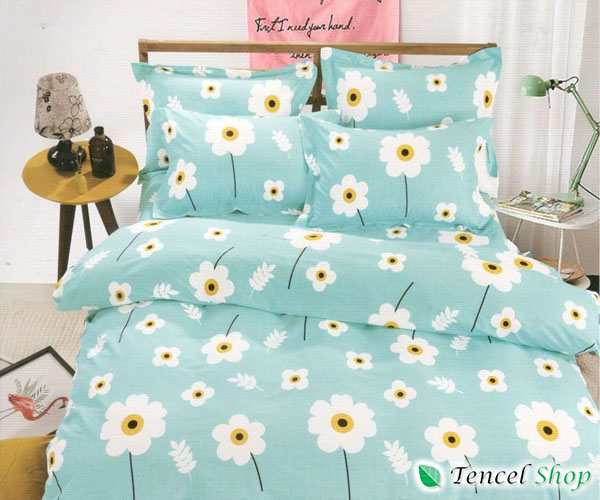 Bộ vỏ chăn ga gối cotton nhung hoa xanh - NM213