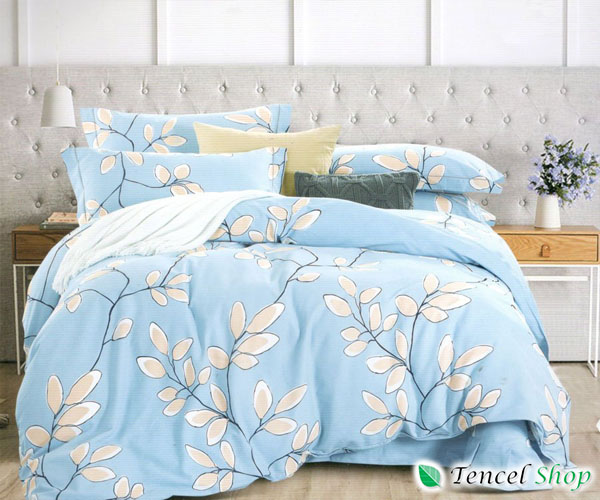 Bộ vỏ chăn ga gối cotton nhung hoa xanh - NM214