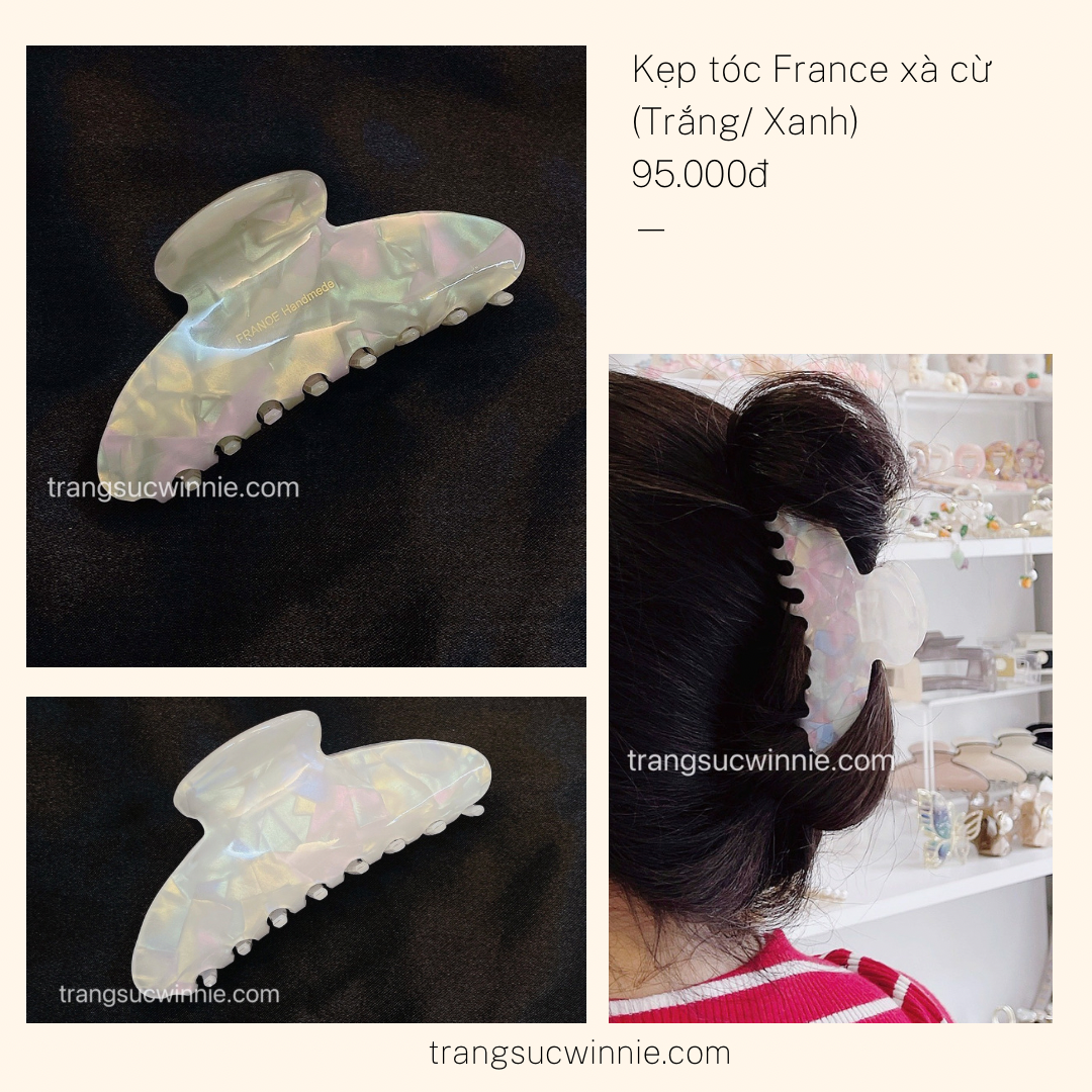  Kẹp tóc France xà cừ trắng 